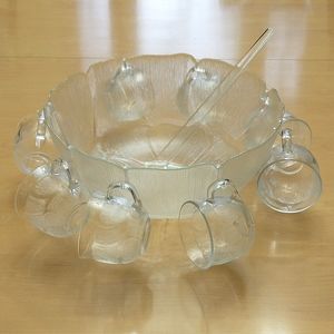 Punch Bowl Set with a Large Bowl, Ladle and Hanging Cups